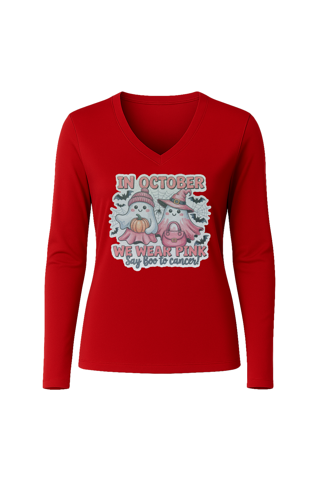 Glitter Wear Pink Say Boo Long Sleeve V-Neck Tee