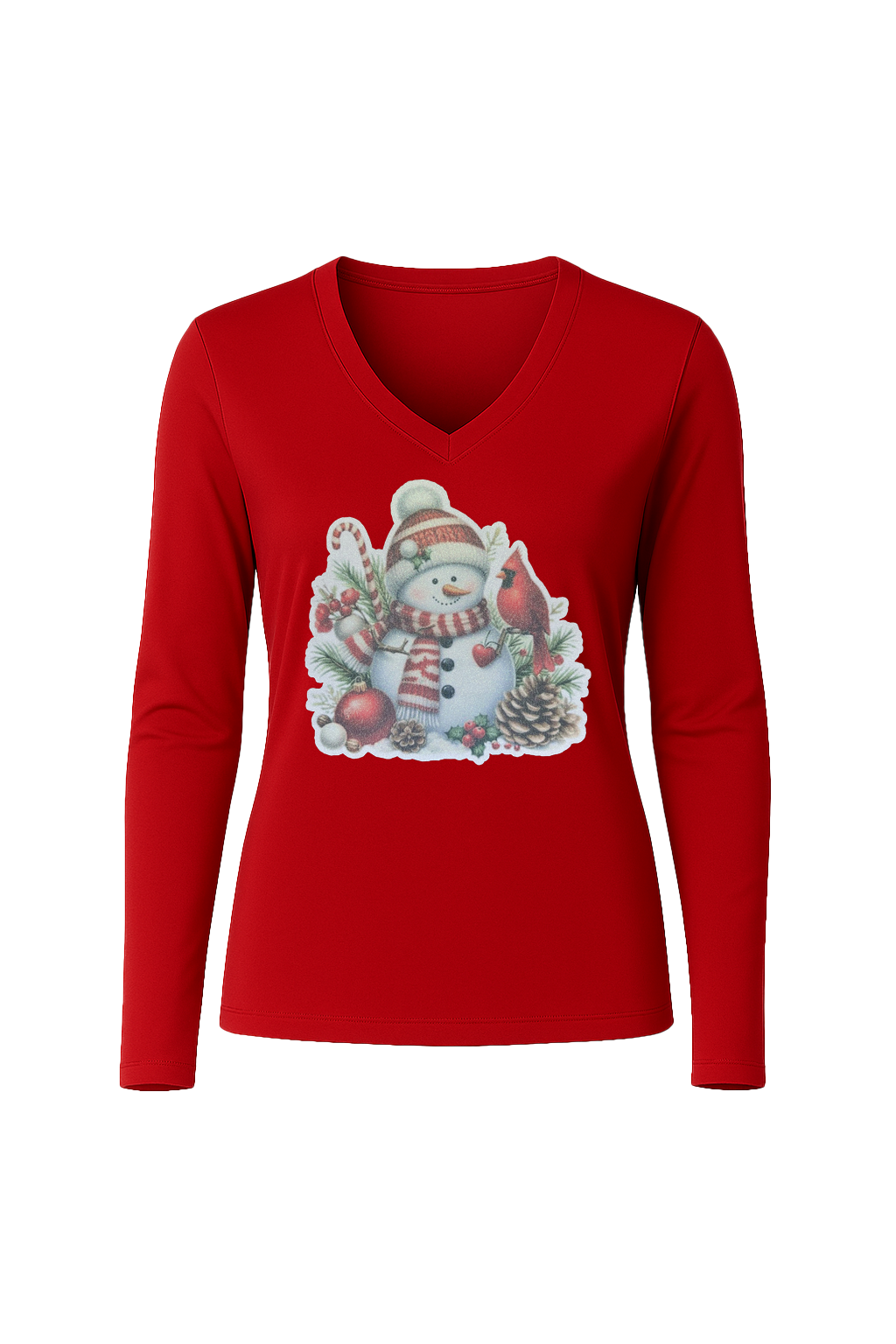 Glitter Cardinal's Gift Long Sleeve V-Neck Tee
