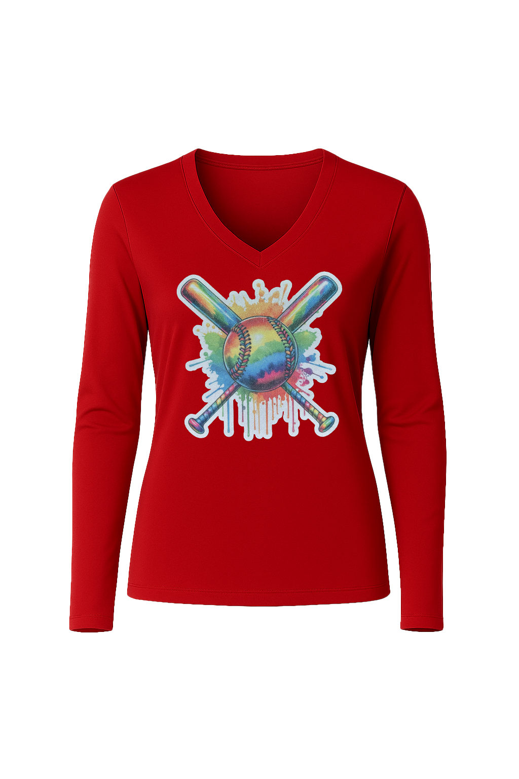 Glitter Splatter Bats Long Sleeve V-Neck Tee
