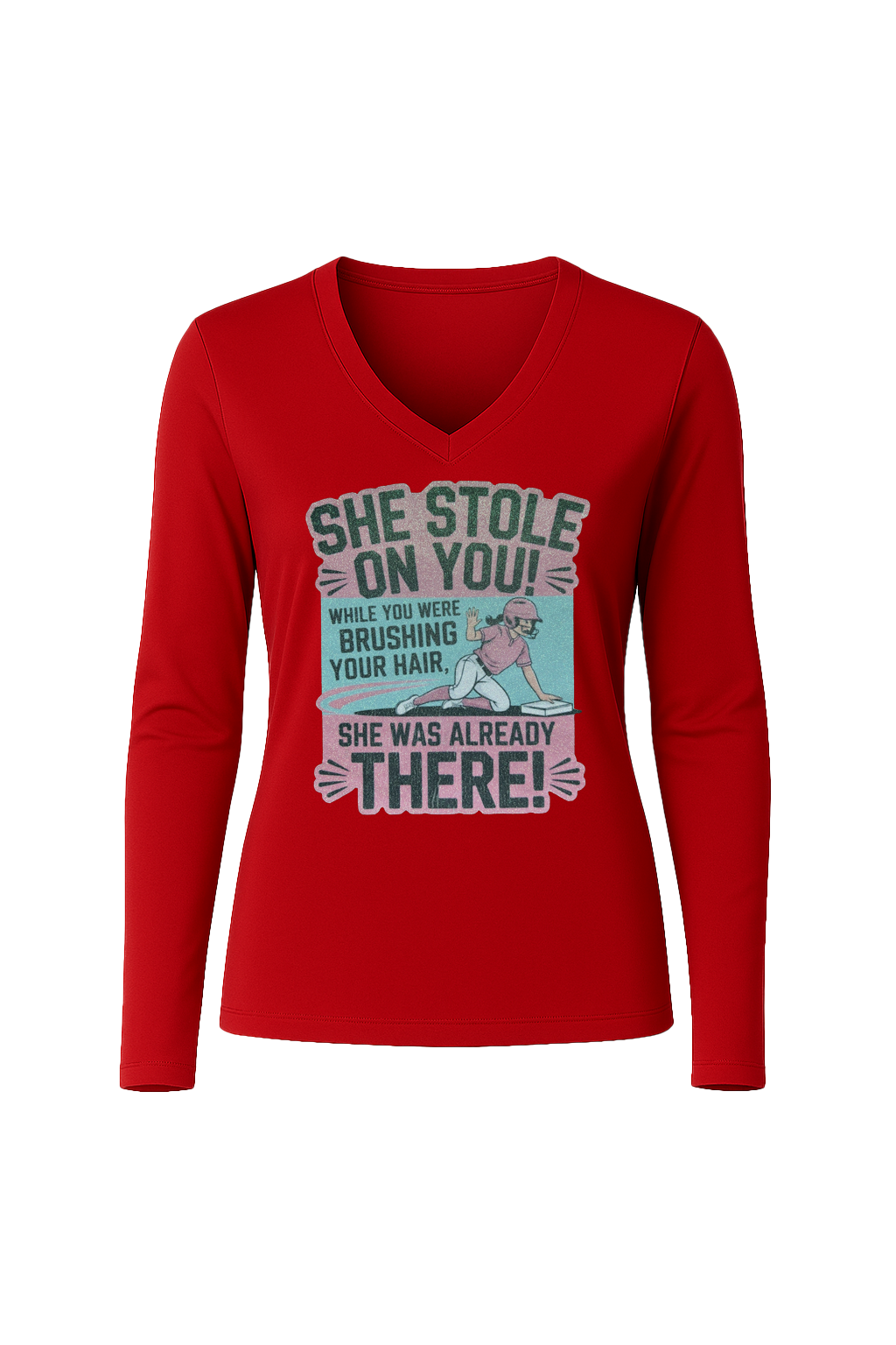 Glitter She Stole On You Long Sleeve V-Neck Tee