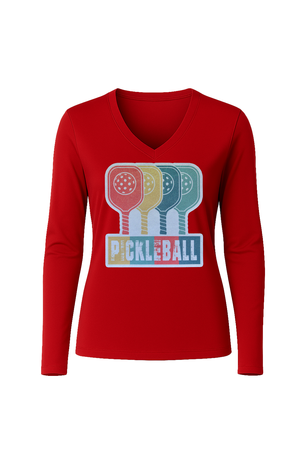 Glitter Pickleball Paddles Long Sleeve V-Neck Tee