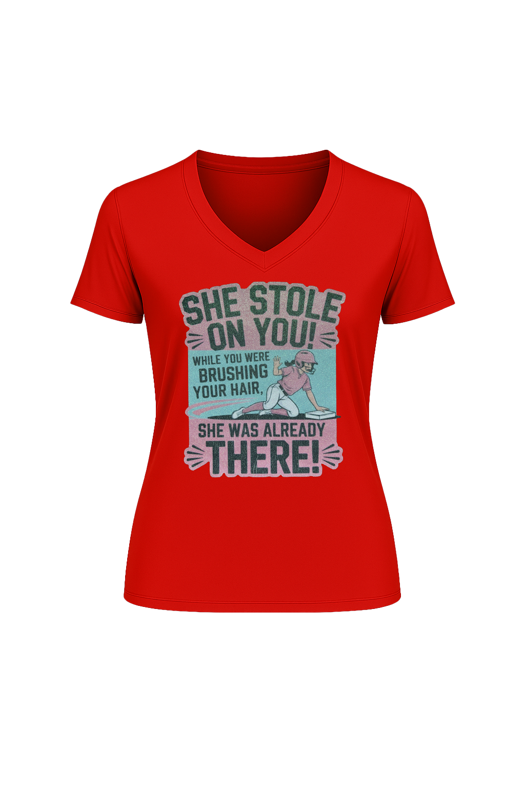 Glitter She Stole On You Short Sleeve V-Neck Tee