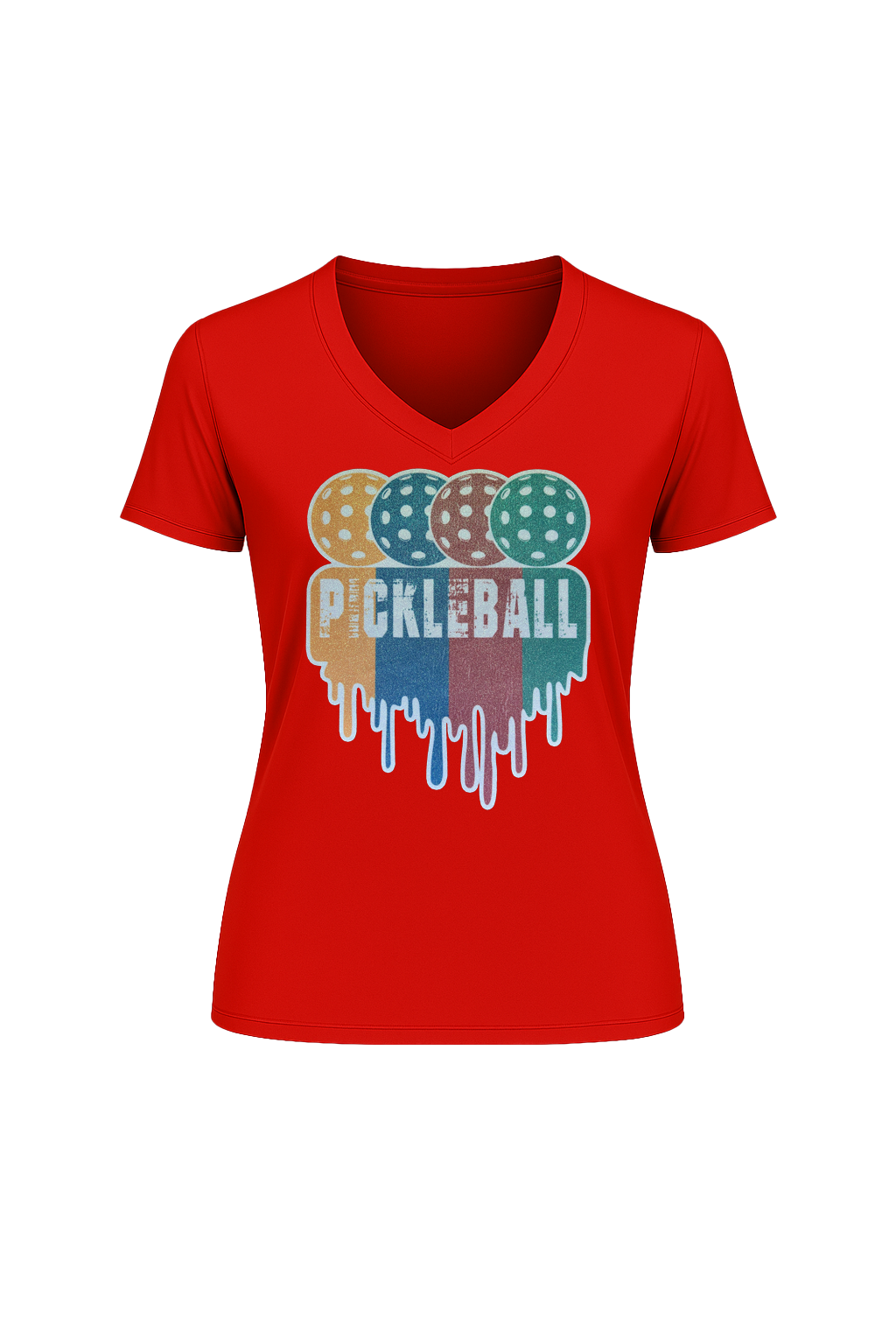 Glitter Pickleball Drip Short Sleeve V-Neck Tee