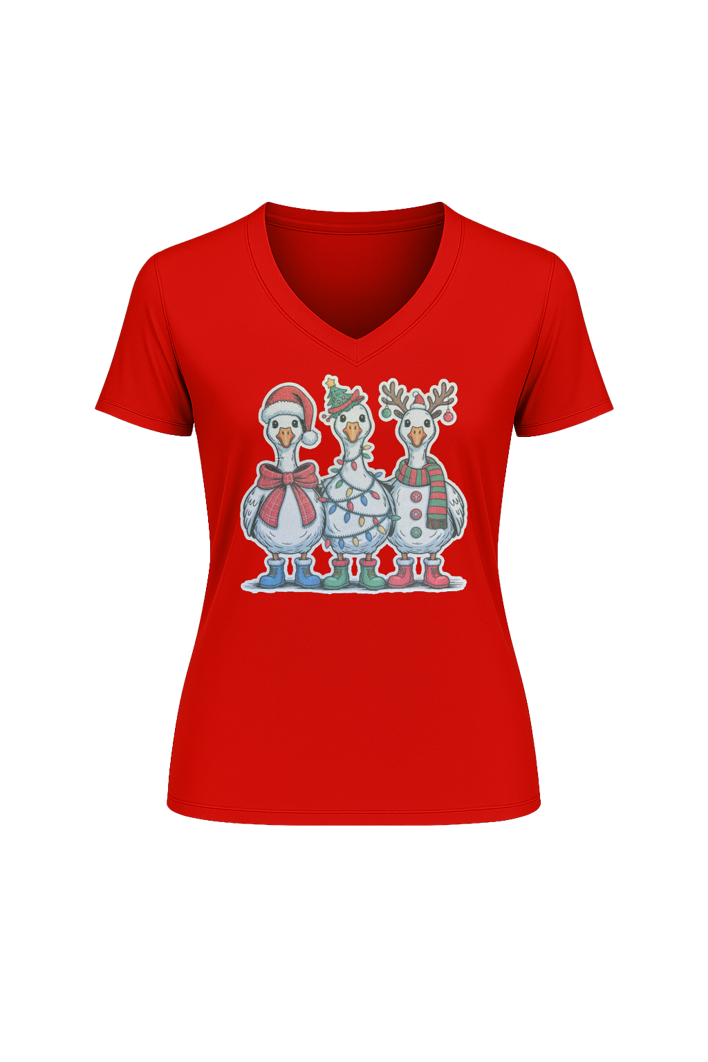 Glitter Festive Fowl Short Sleeve V-Neck Tee