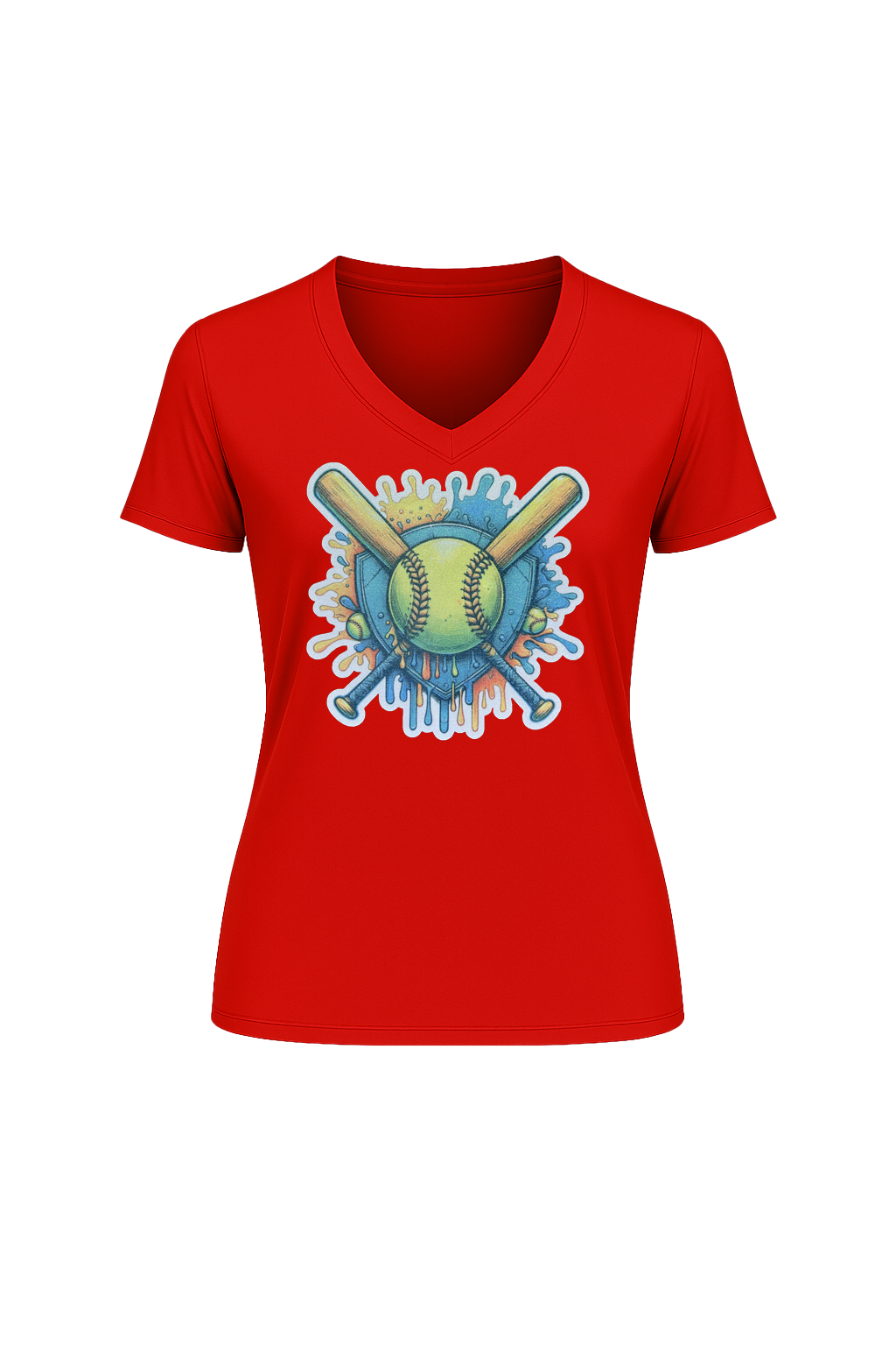 Glitter Blue Shield Short Sleeve V-Neck Tee