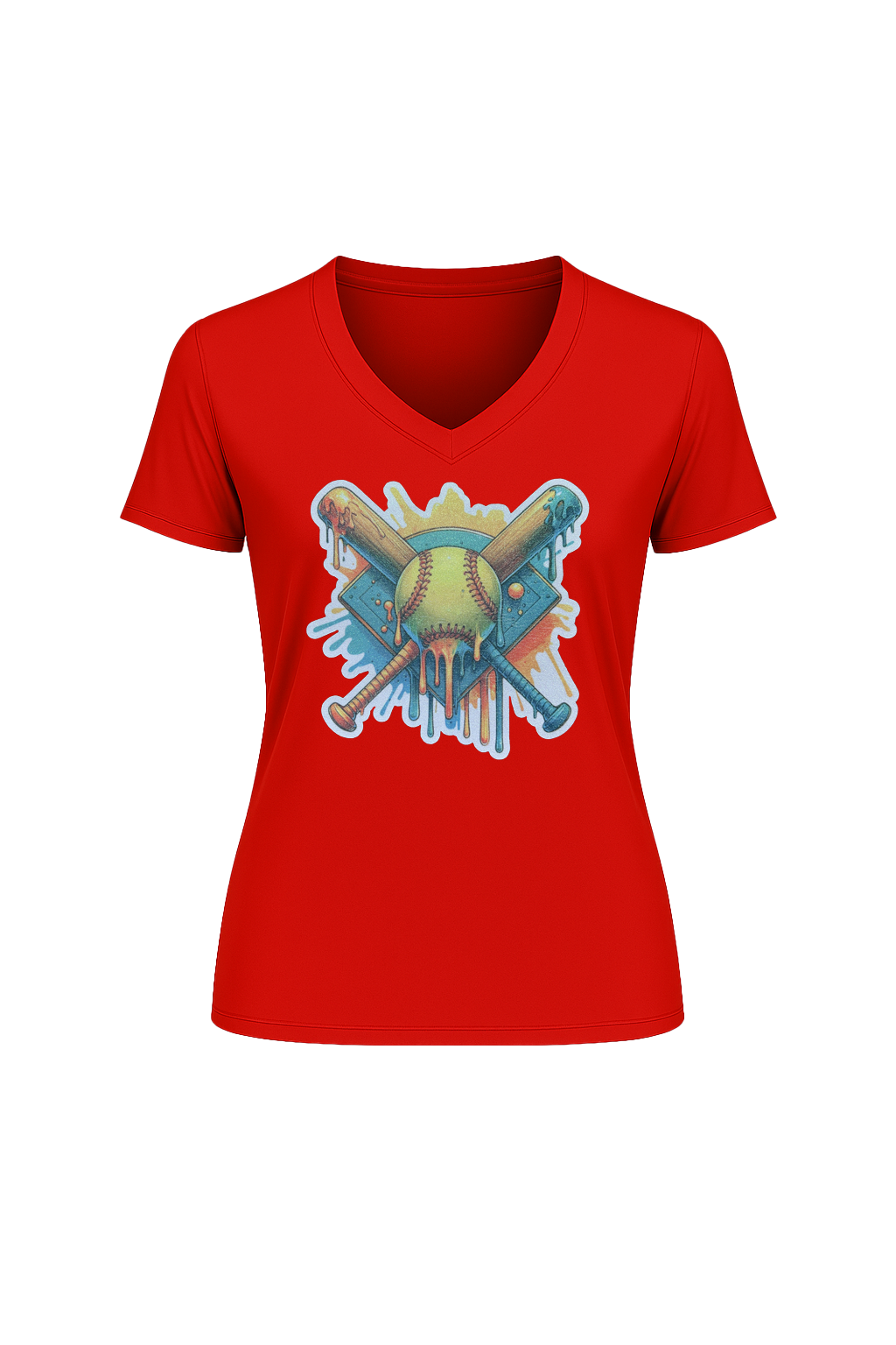 Glitter Teal Shield Short Sleeve V-Neck Tee