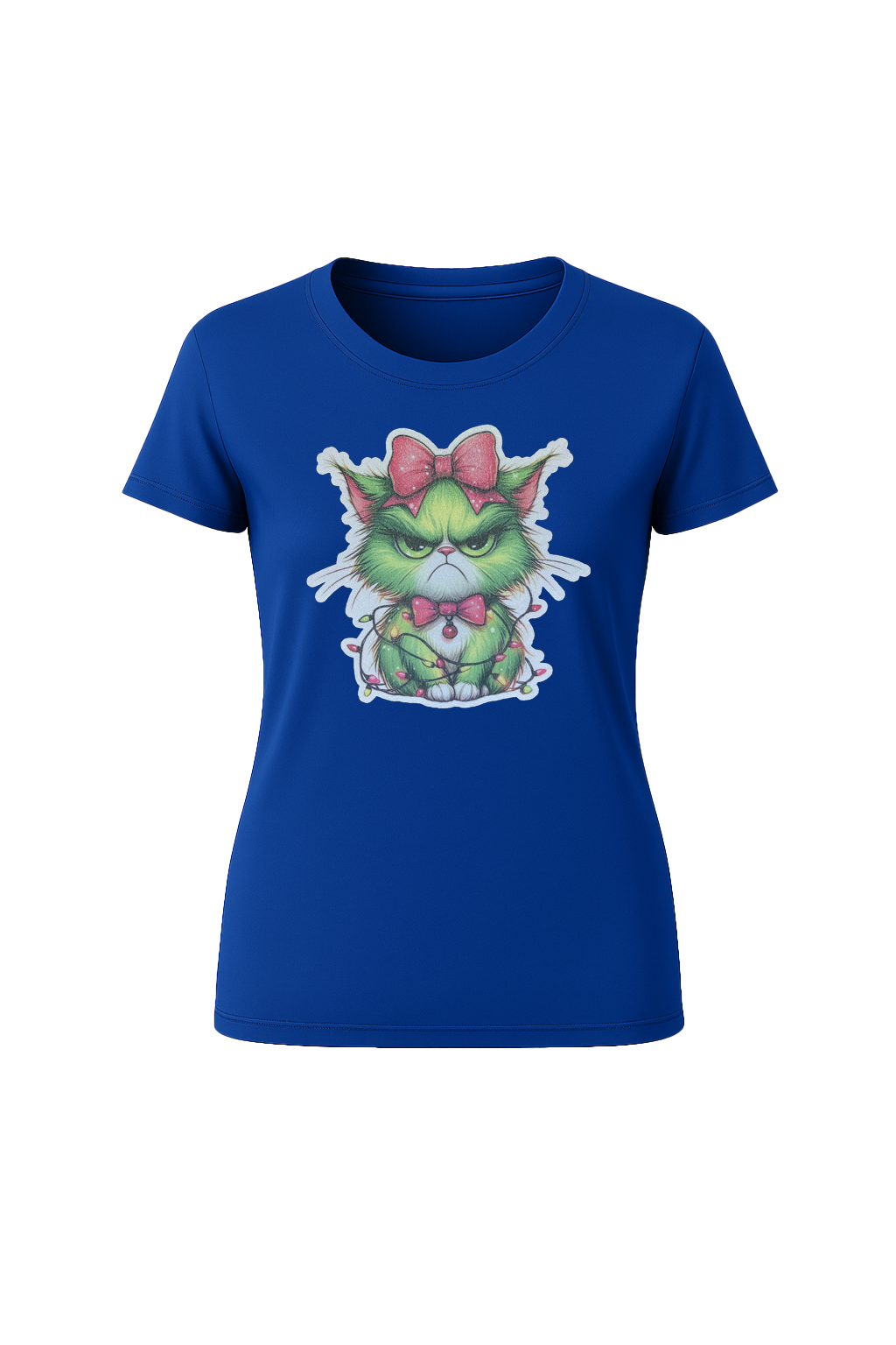 Glitter Grumpy Green Cat Short Sleeve Tee