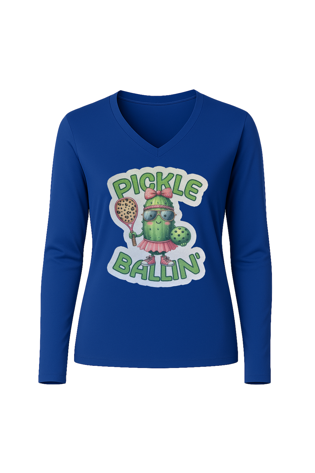 Glitter Pickle Ballin Long Sleeve V-Neck Tee