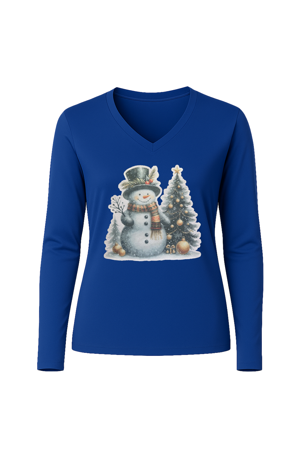 Glitter Festive Frosty Long Sleeve V-Neck Tee