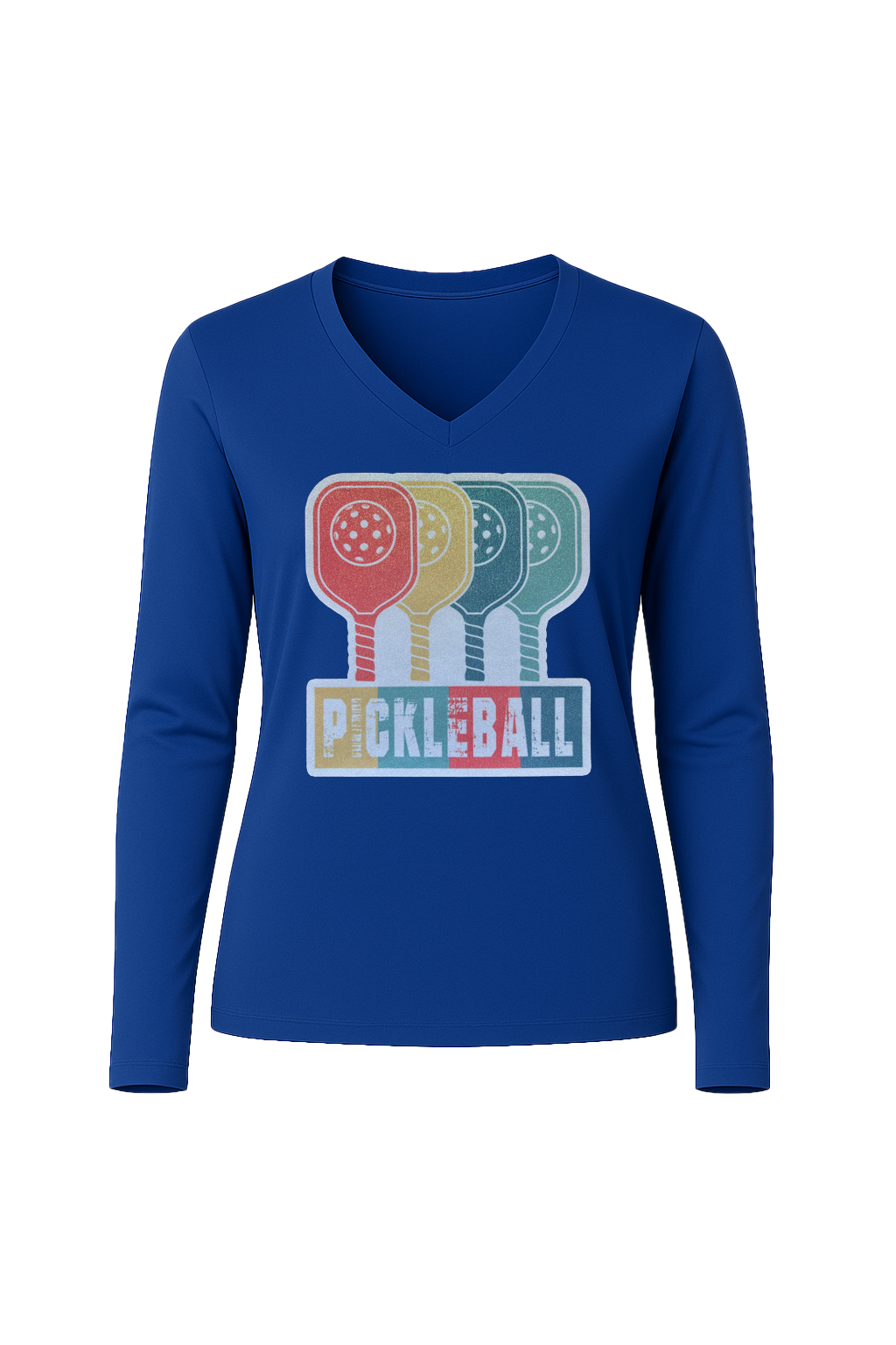 Glitter Pickleball Paddles Long Sleeve V-Neck Tee