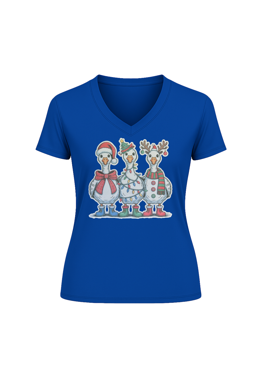 Glitter Festive Fowl Short Sleeve V-Neck Tee