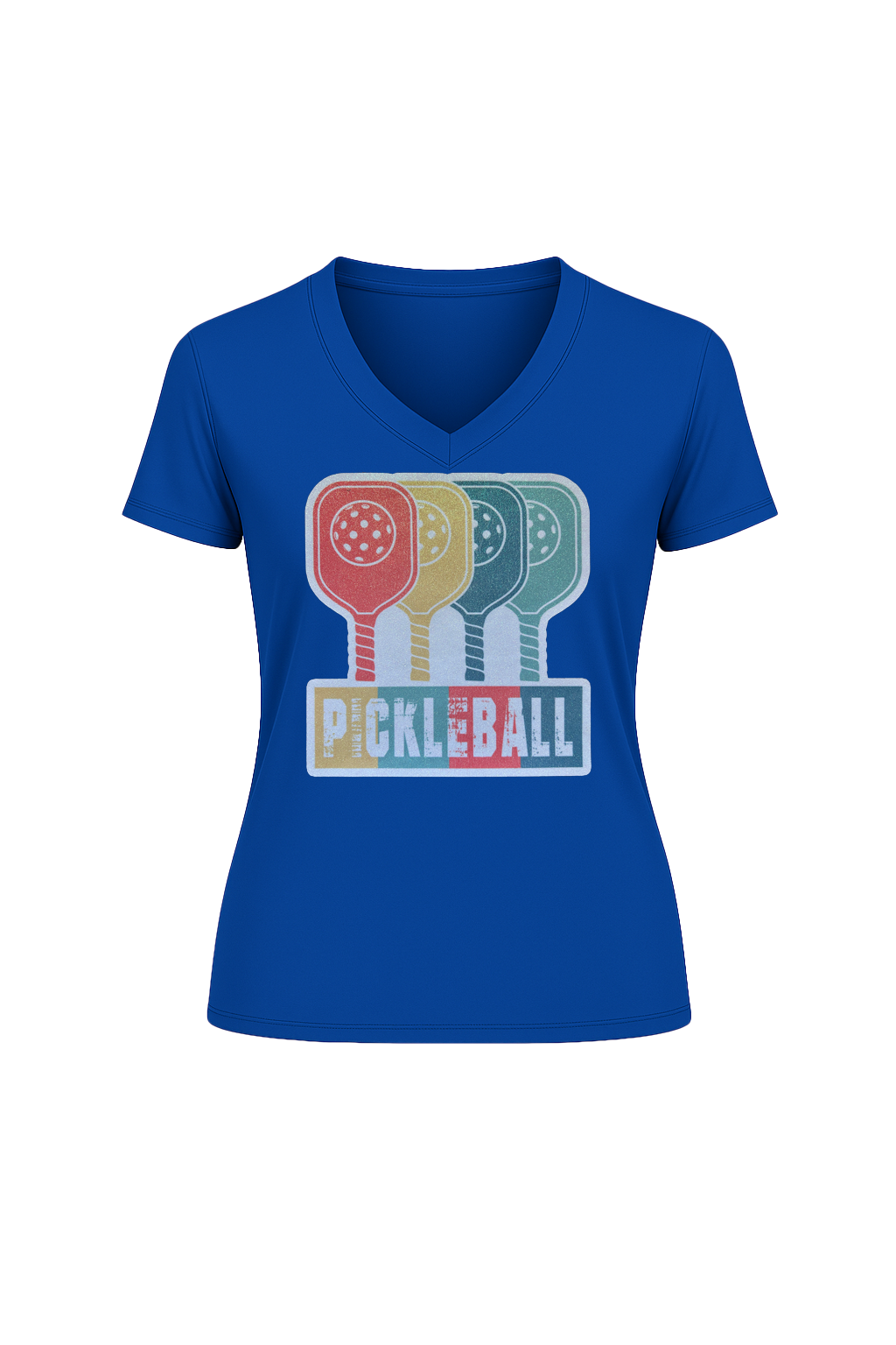 Glitter Pickleball Paddles Short Sleeve V-Neck Tee