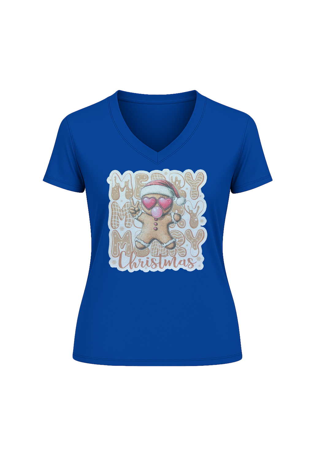 Glitter Gingerbread Bubble Pop Short Sleeve V-Neck Tee