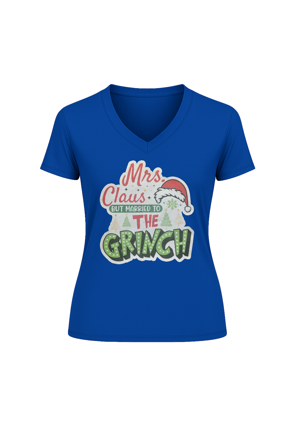 Glitter Married To The Grinch Short Sleeve V-Neck Tee