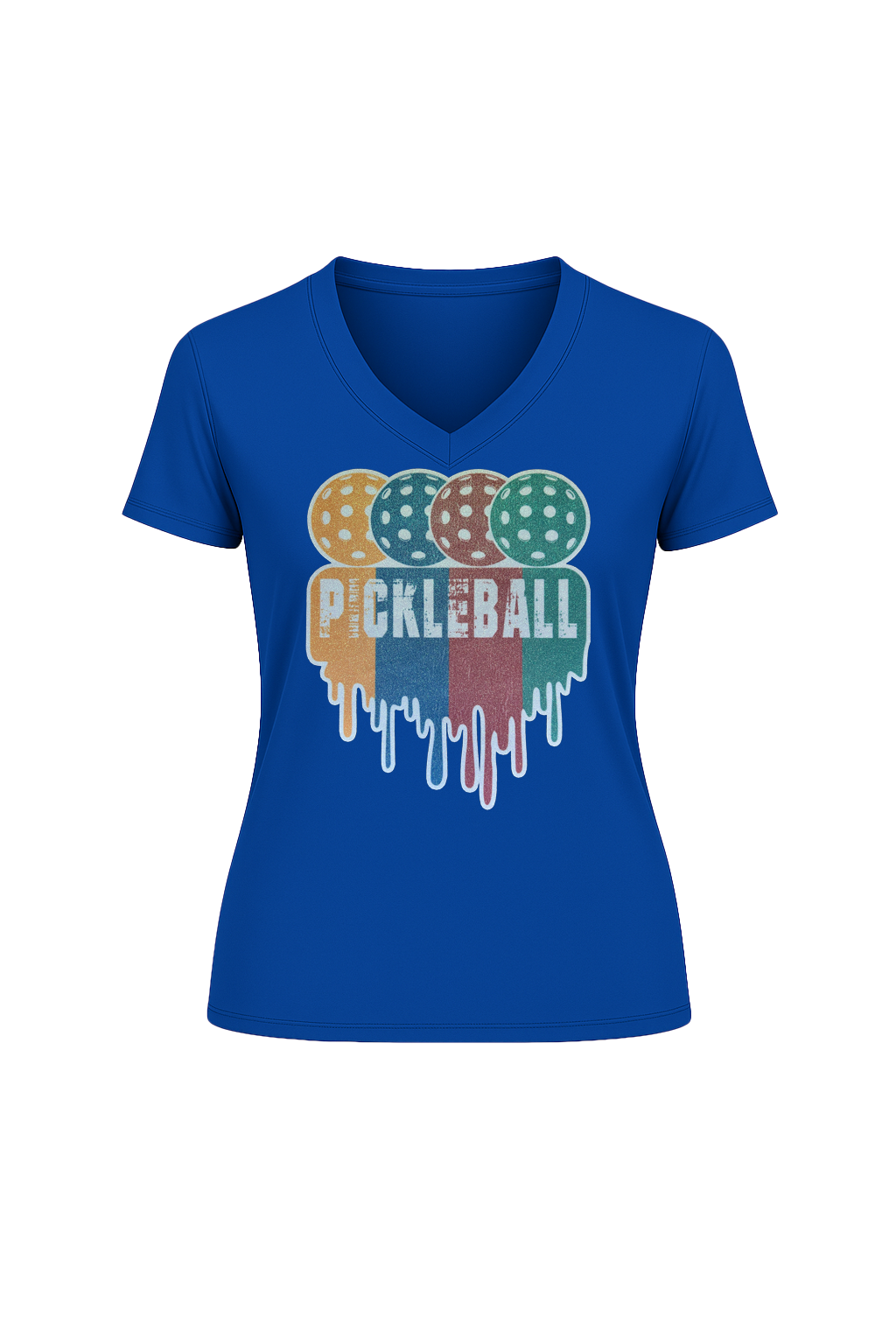 Glitter Pickleball Drip Short Sleeve V-Neck Tee