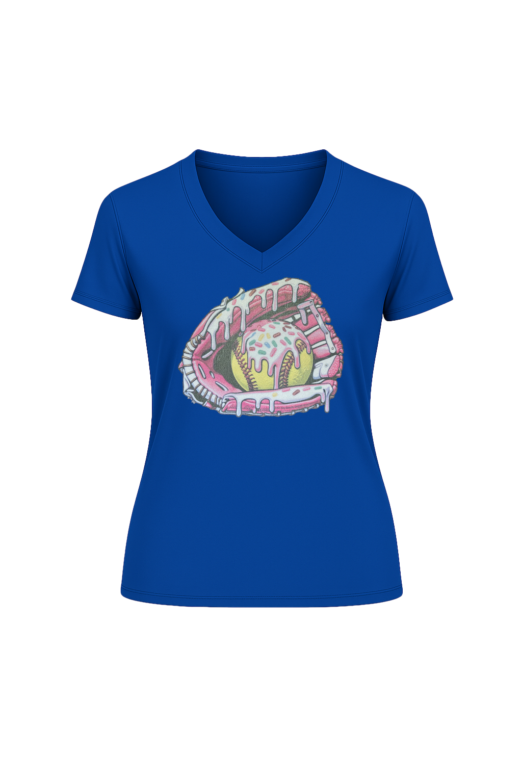 Glitter Softball Sundae Short Sleeve V-Neck Tee