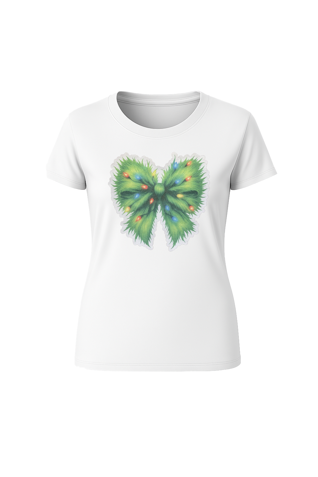 Glitter Evergreen Bow Short Sleeve Tee