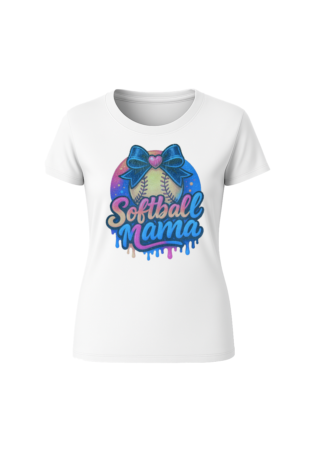 Glitter Softball Mama Drip Short Sleeve Tee