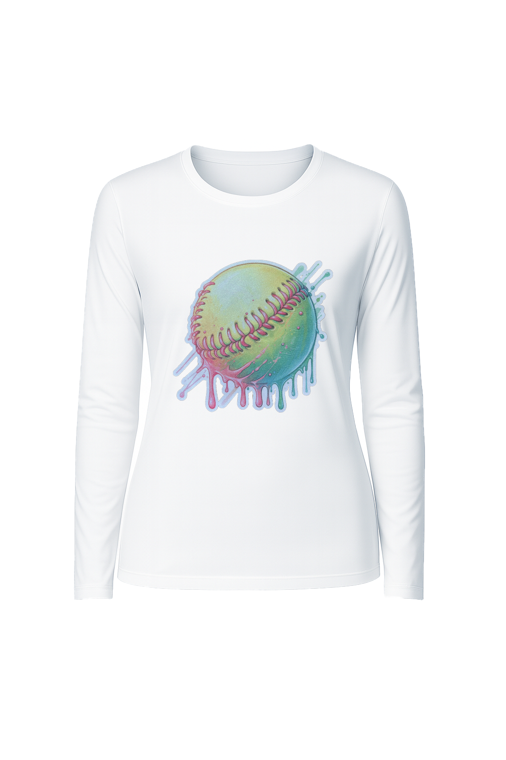 Glitter Softball Drip Long Sleeve Tee UPF 50