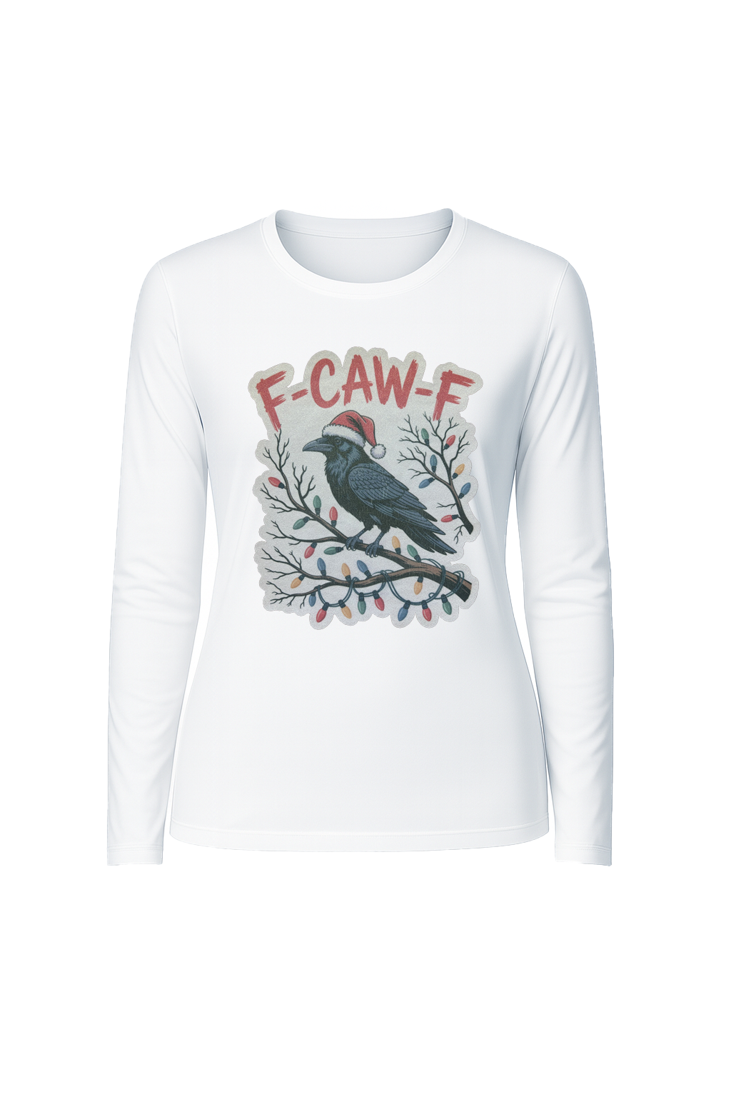 Glitter Christmas Crow Long Sleeve Tee UPF 50