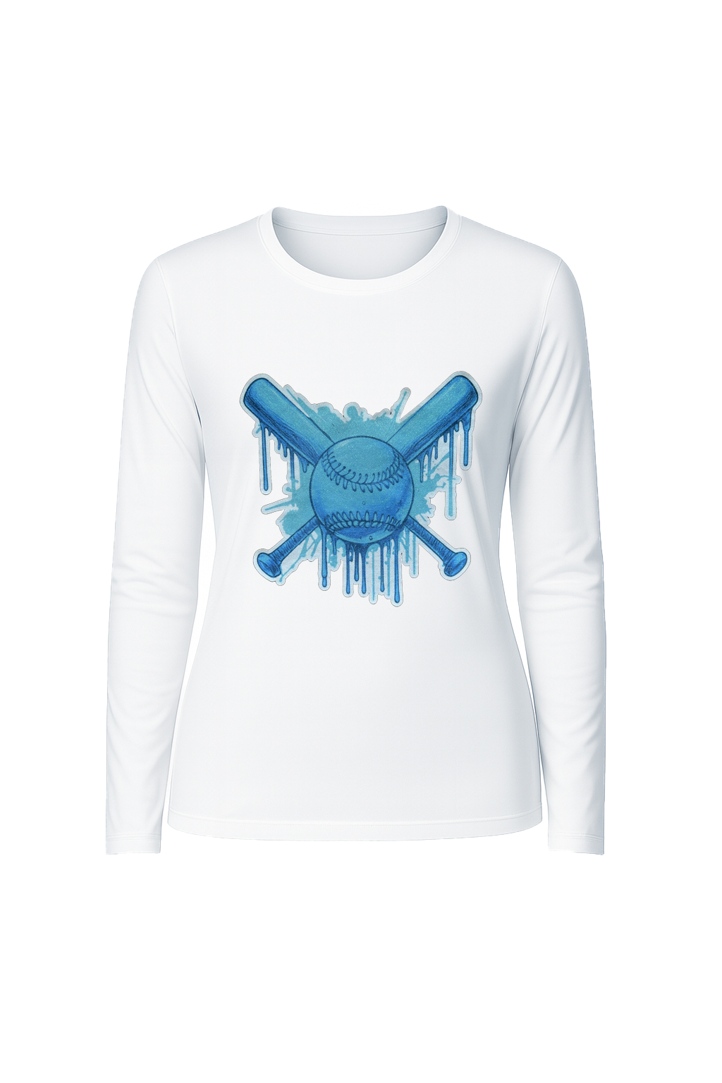 Glitter Blue Drip Bats Long Sleeve Tee UPF 50