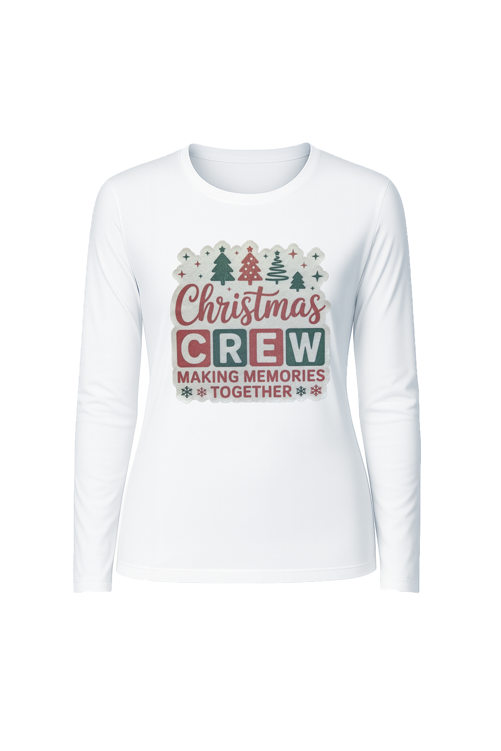 Glitter Christmas Crew Long Sleeve Tee UPF 50