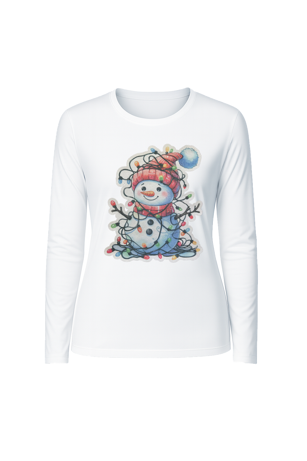 Glitter Tangled Snowman Long Sleeve Tee UPF 50