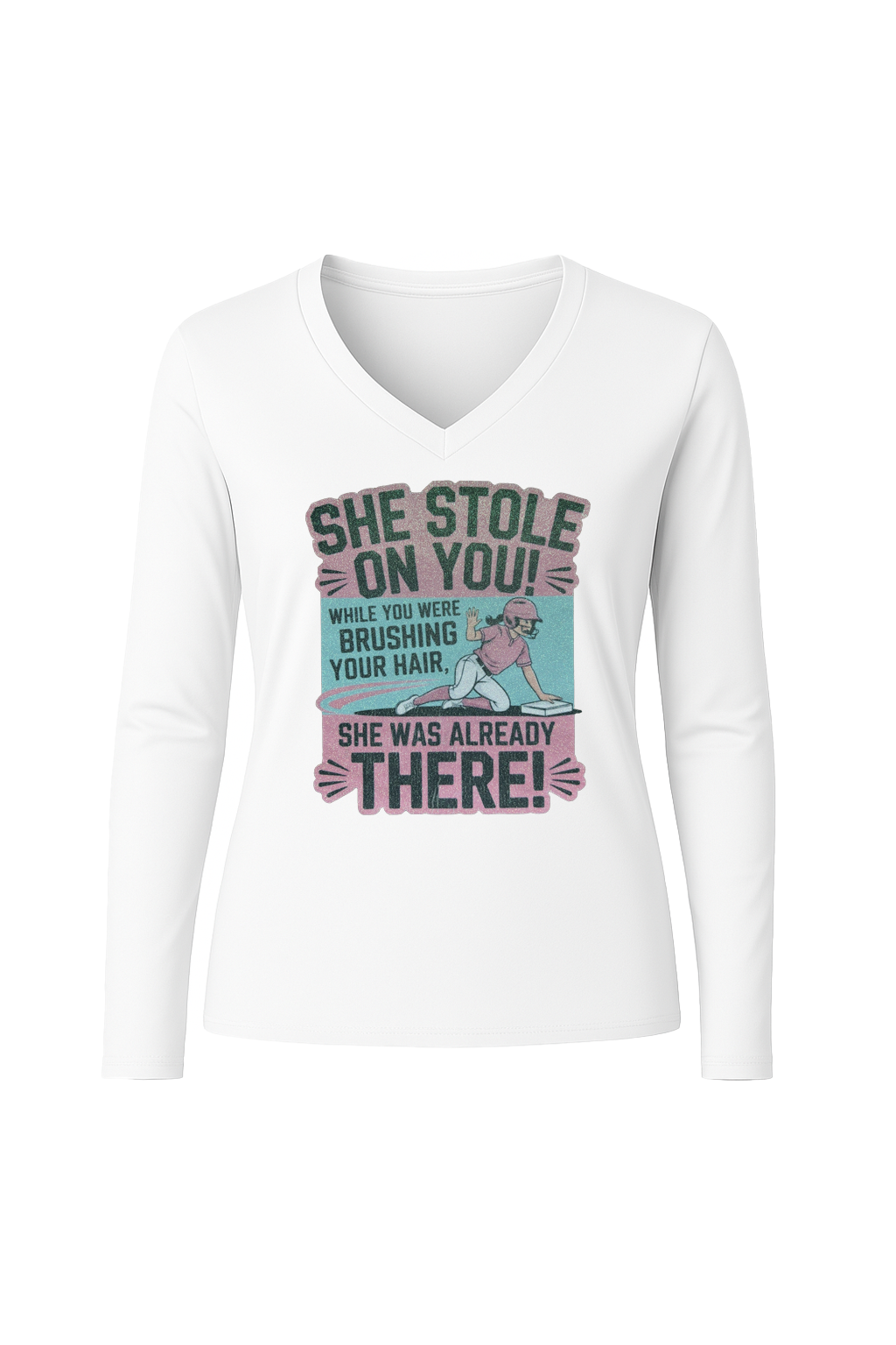 Glitter She Stole On You Long Sleeve V-Neck Tee