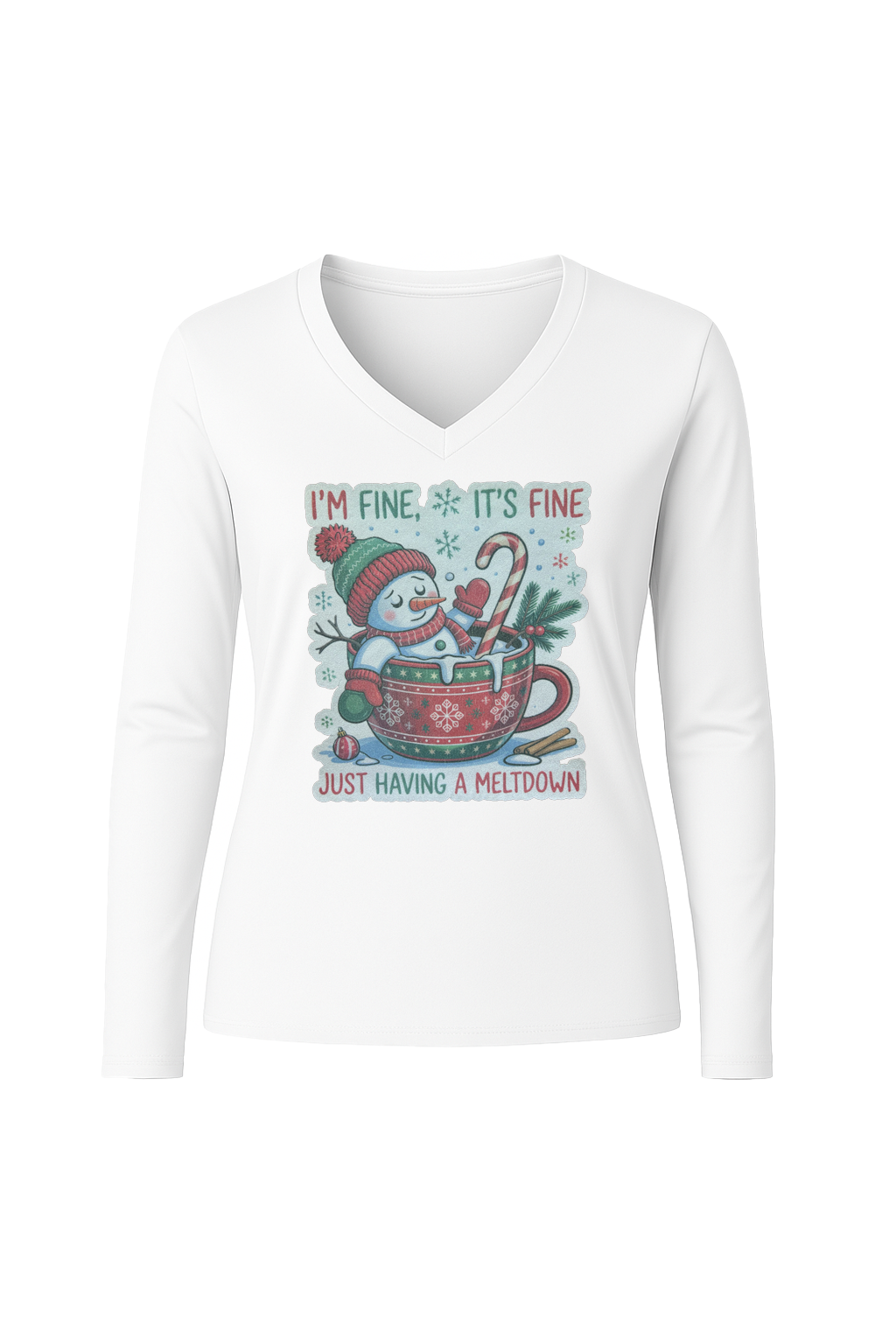 Glitter Having A Meltdown Long Sleeve V-Neck Tee