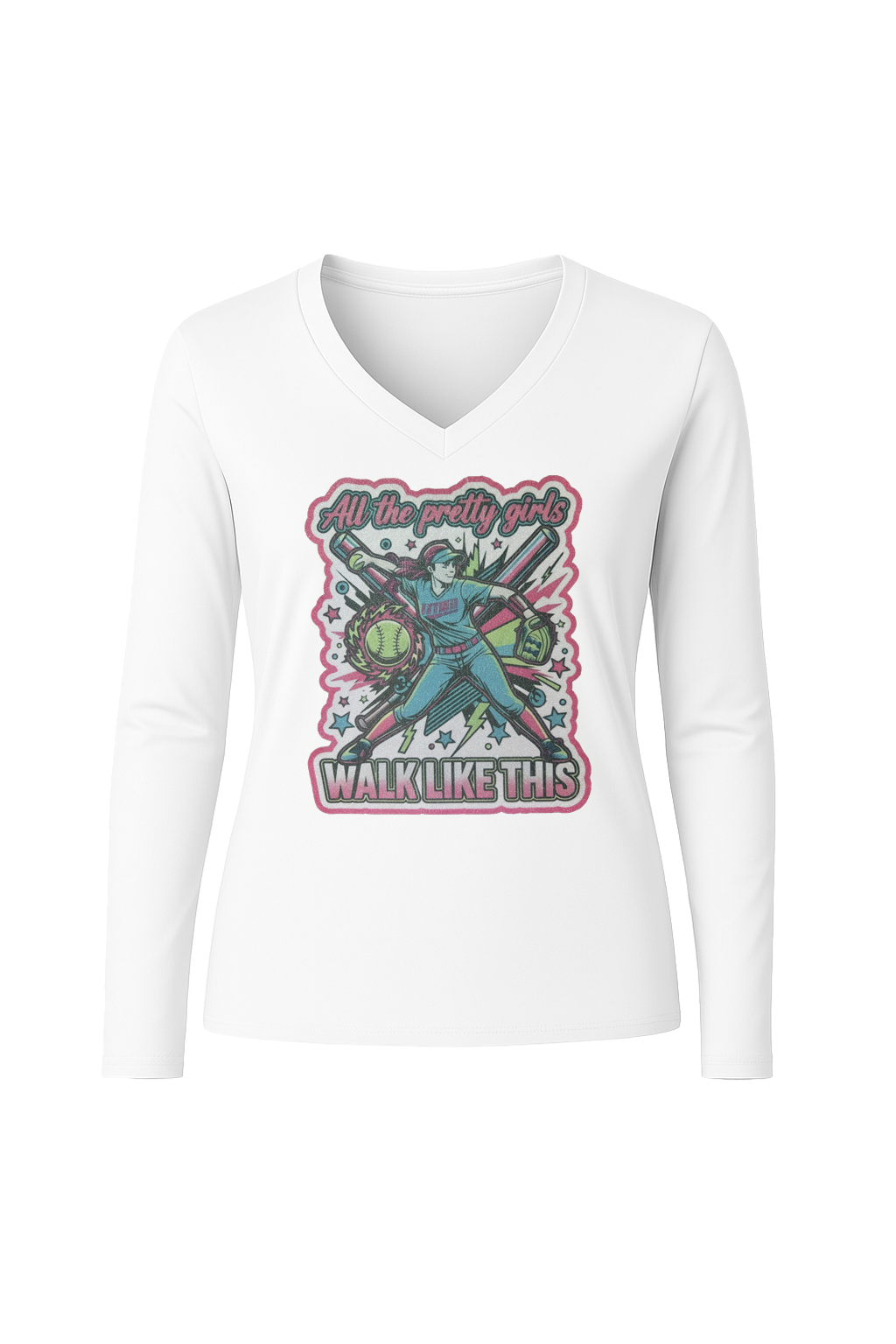 Glitter Pretty Girls Long Sleeve V-Neck Tee