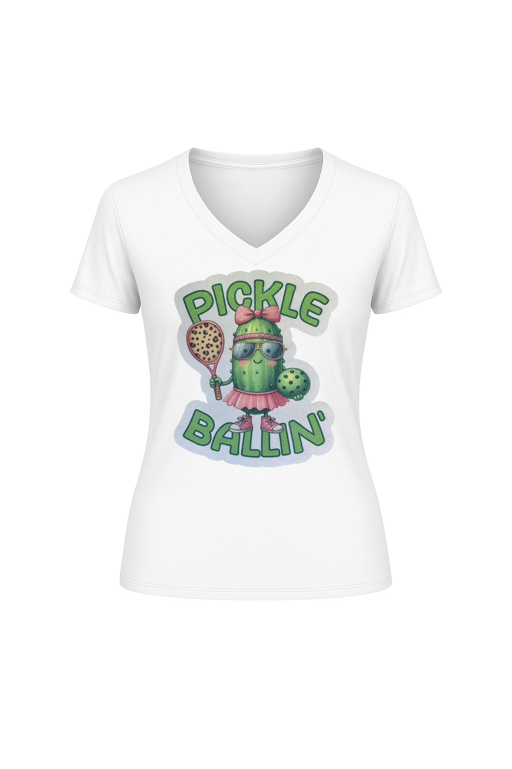 Glitter Pickle Ballin Short Sleeve V-Neck Tee