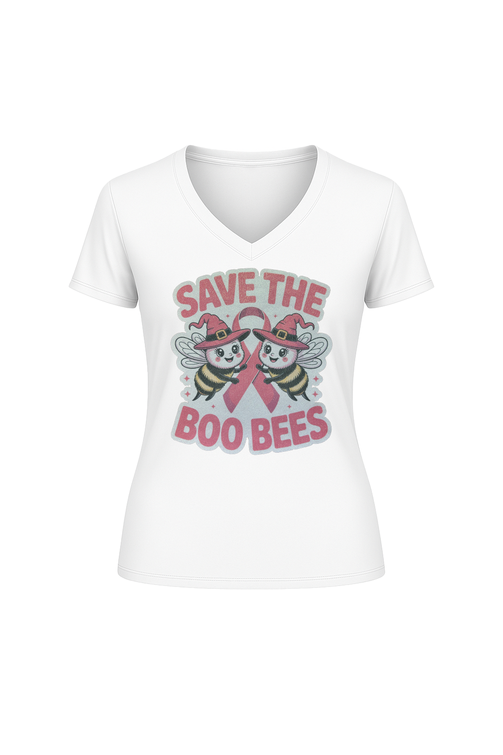 Glitter Save The Boo Bees Short Sleeve V-Neck Tee