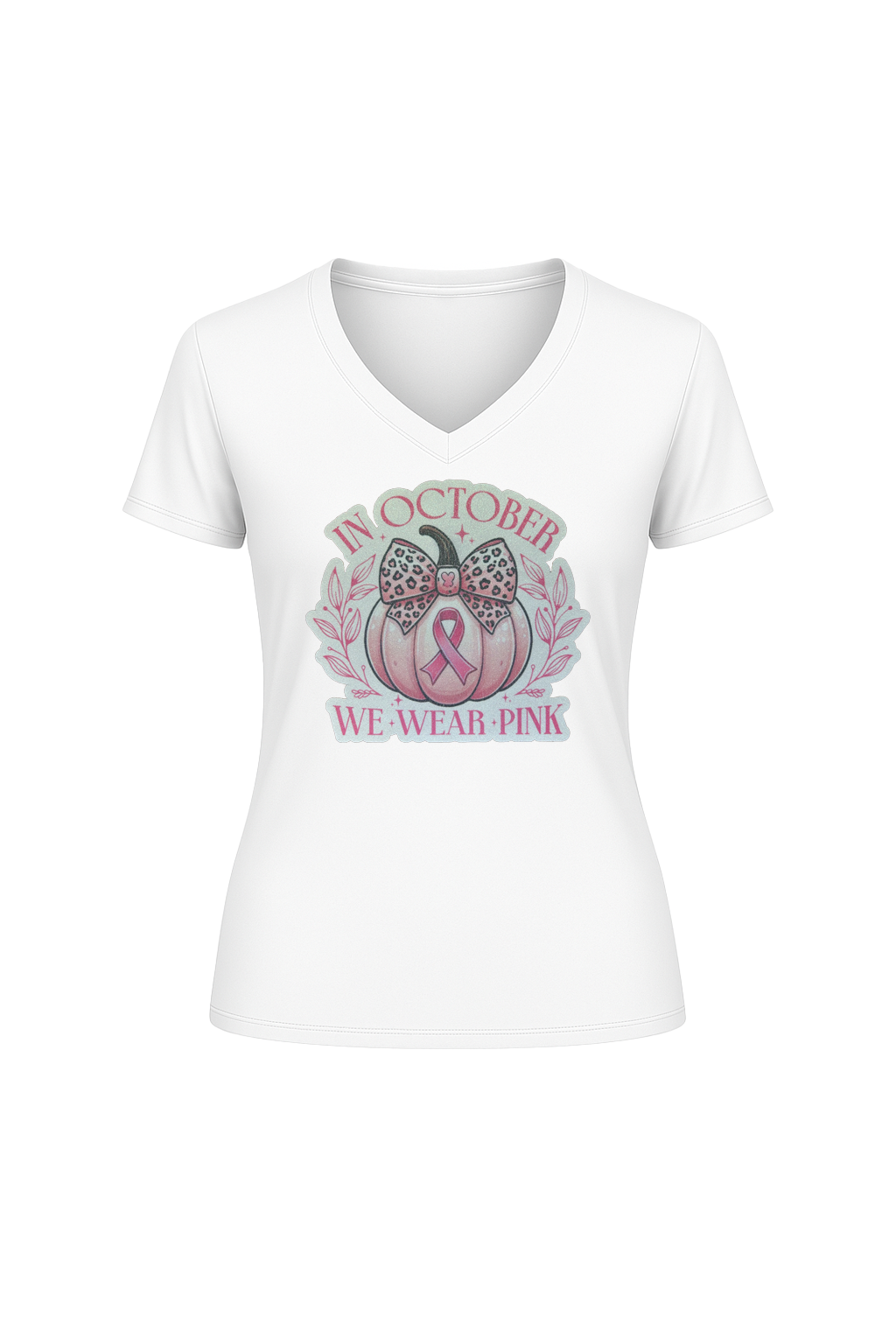Glitter We Wear Pink Short Sleeve V-Neck Tee