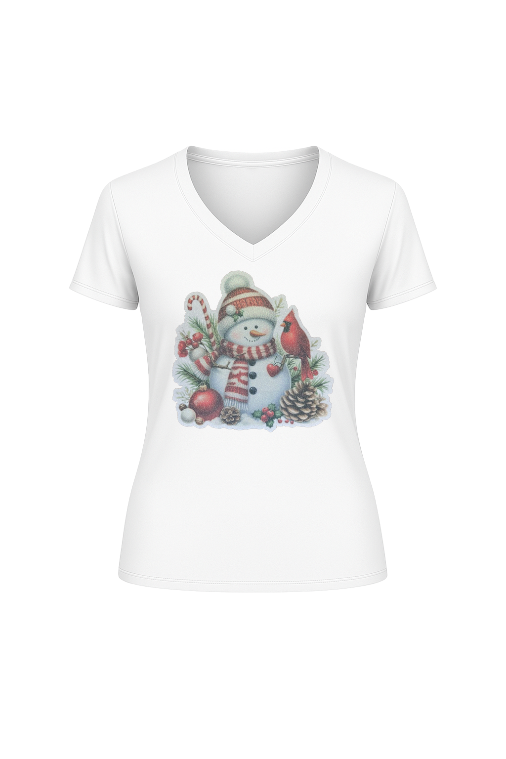 Glitter Cardinal's Gift Short Sleeve V-Neck Tee