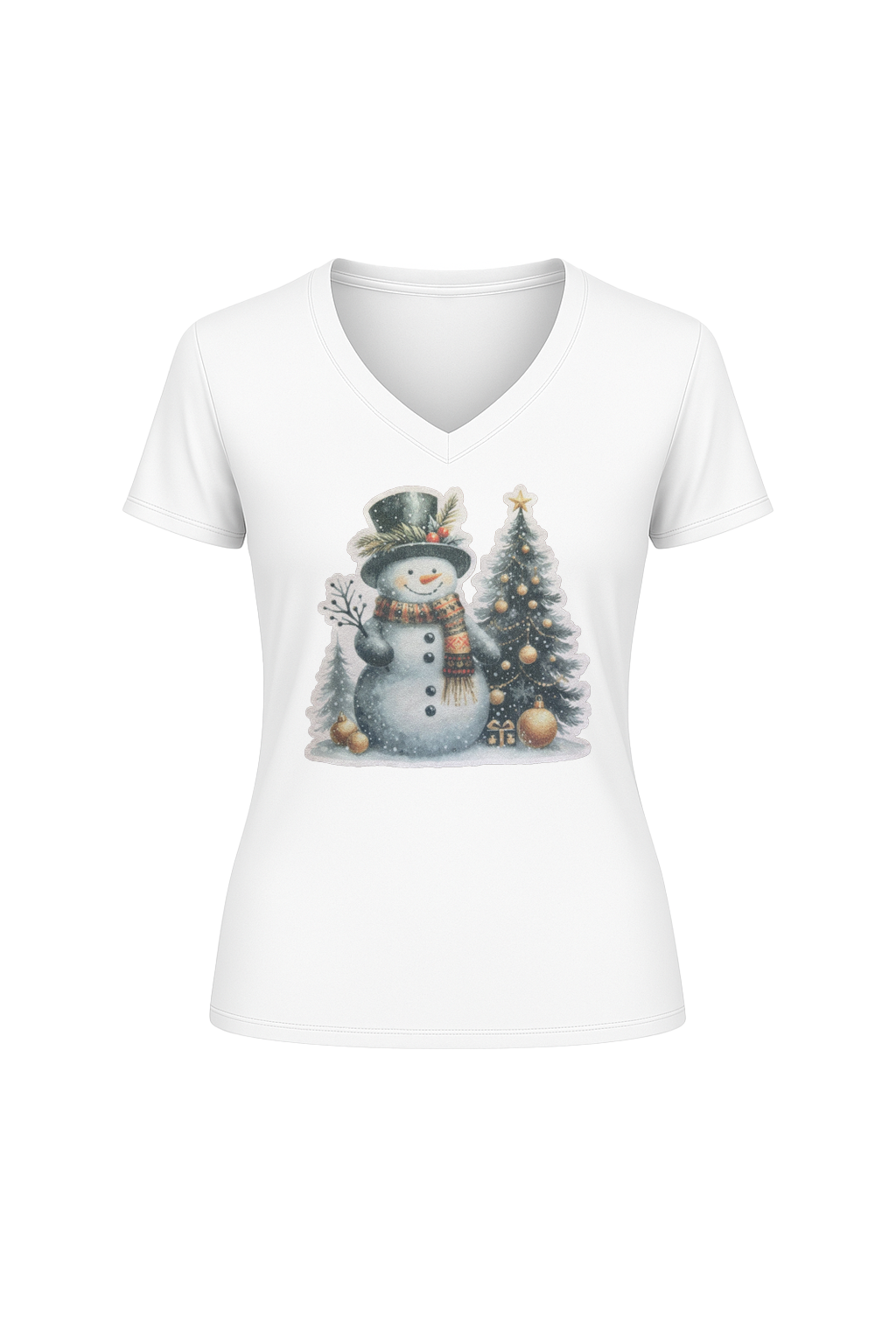 Glitter Festive Frosty Short Sleeve V-Neck Tee