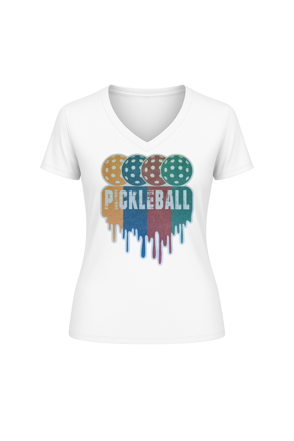 Glitter Pickleball Drip Short Sleeve V-Neck Tee