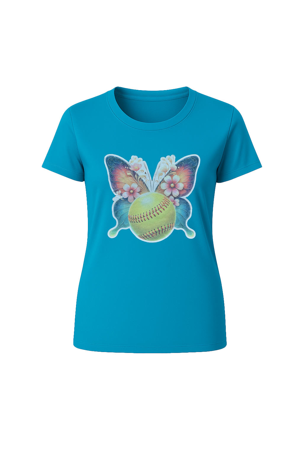 Glitter Softball Butterfly Short Sleeve Tee