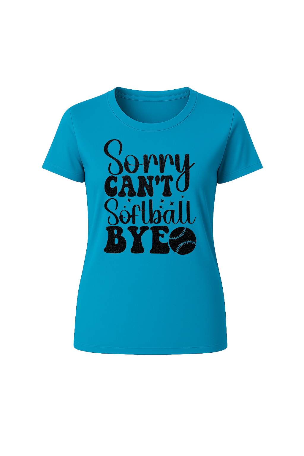 Glitter Sorry Can't Softball Bye Short Sleeve Tee