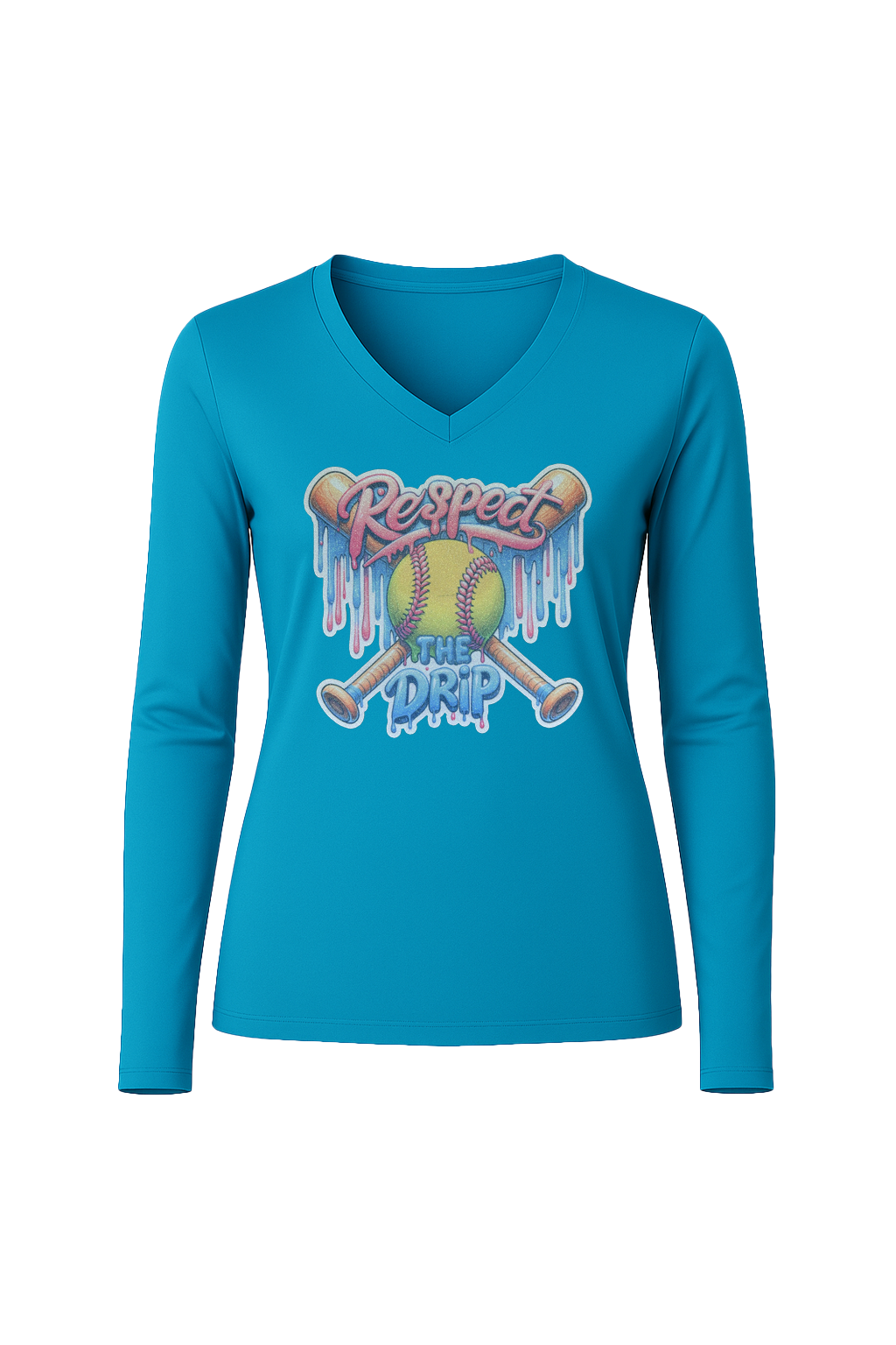 Glitter Respect The Drip Long Sleeve V-Neck Tee