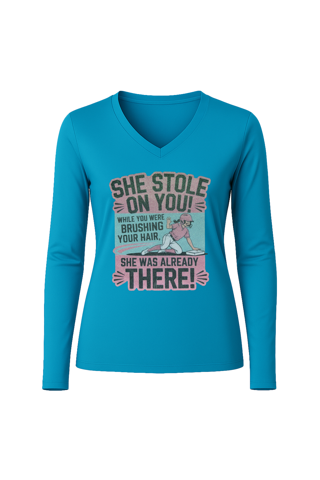 Glitter She Stole On You Long Sleeve V-Neck Tee