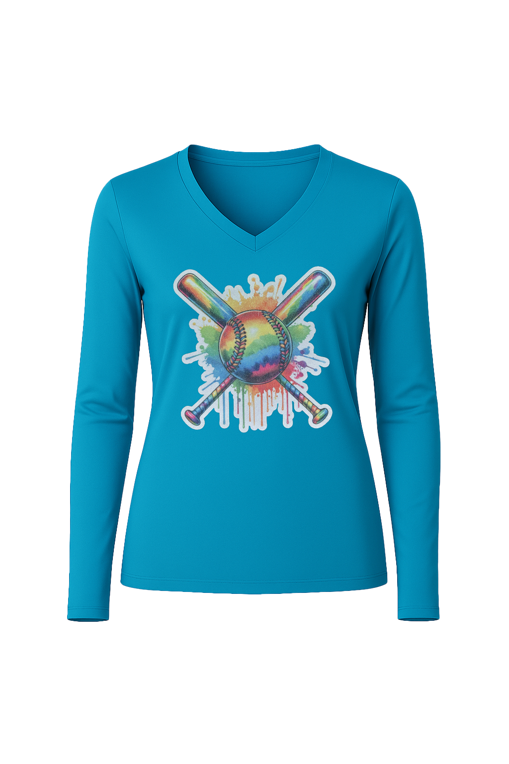 Glitter Splatter Bats Long Sleeve V-Neck Tee