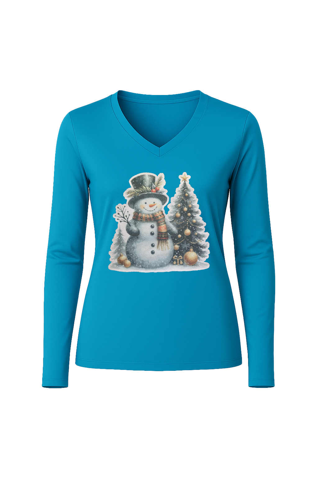 Glitter Festive Frosty Long Sleeve V-Neck Tee