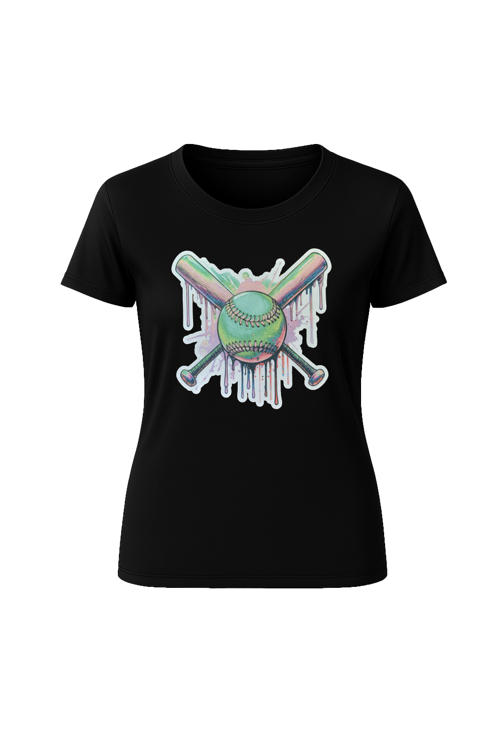 Glitter Green Drip Bats Short Sleeve Tee