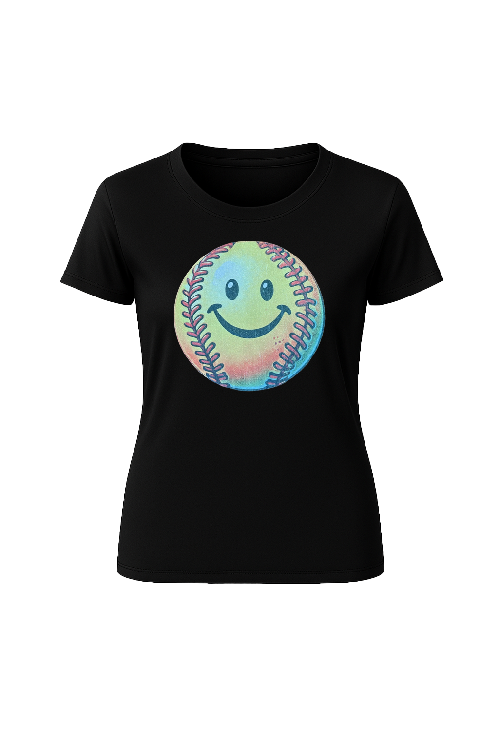 Glitter Happy Softball Short Sleeve Tee
