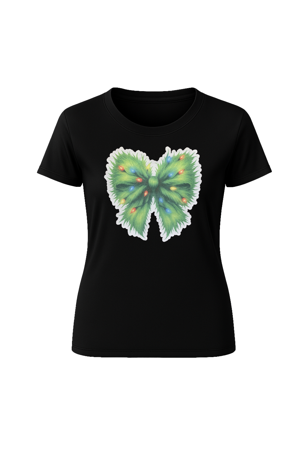 Glitter Evergreen Bow Short Sleeve Tee