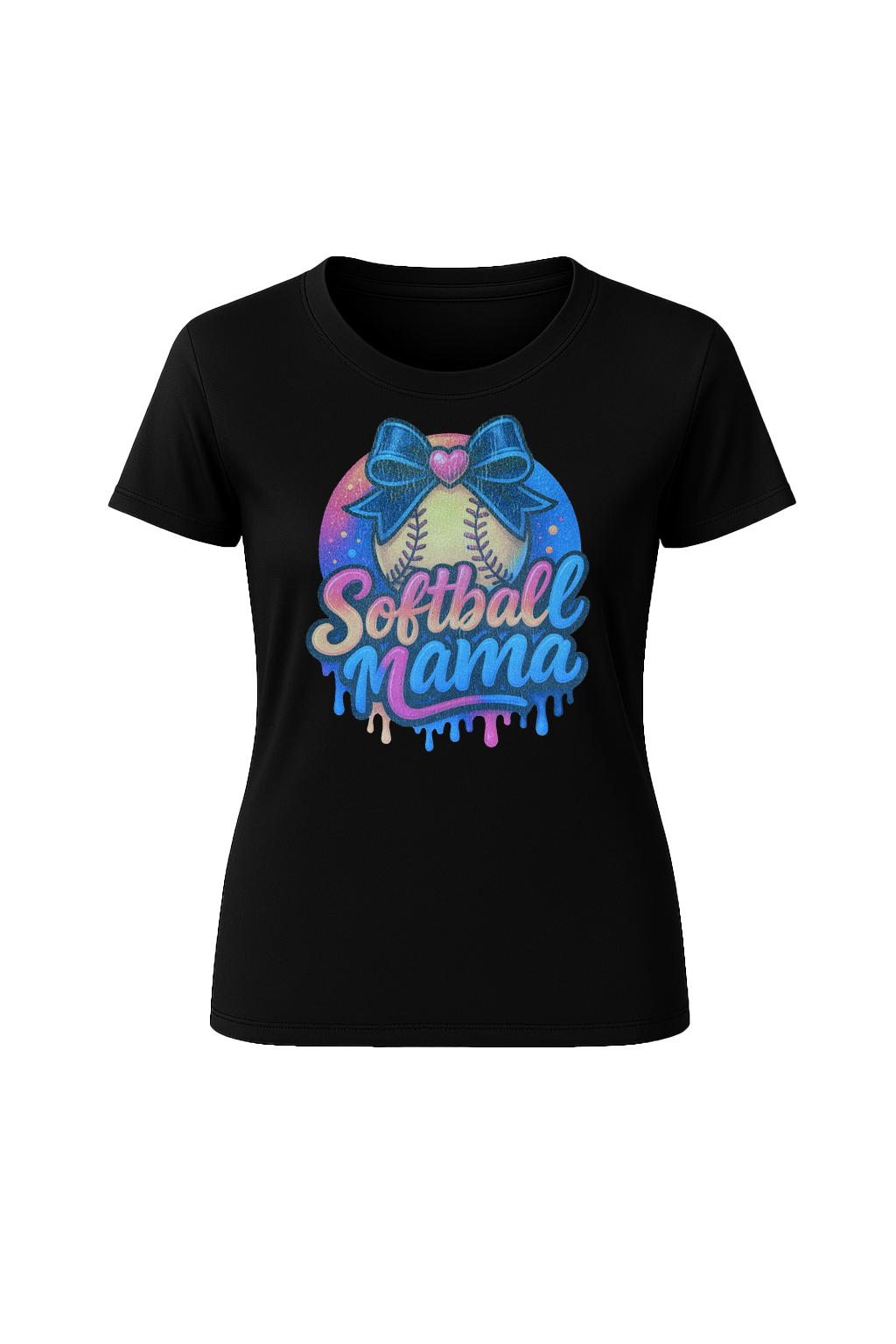Glitter Softball Mama Drip Short Sleeve Tee