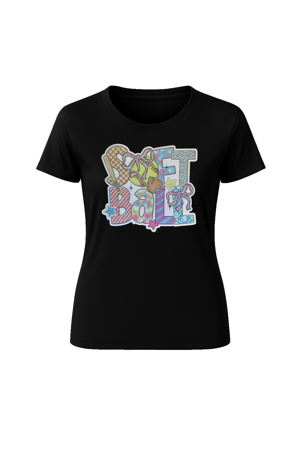 Glitter Softball Collage Short Sleeve Tee