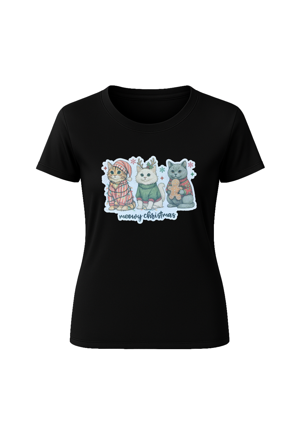 Glitter Christmas Cats Short Sleeve Tee