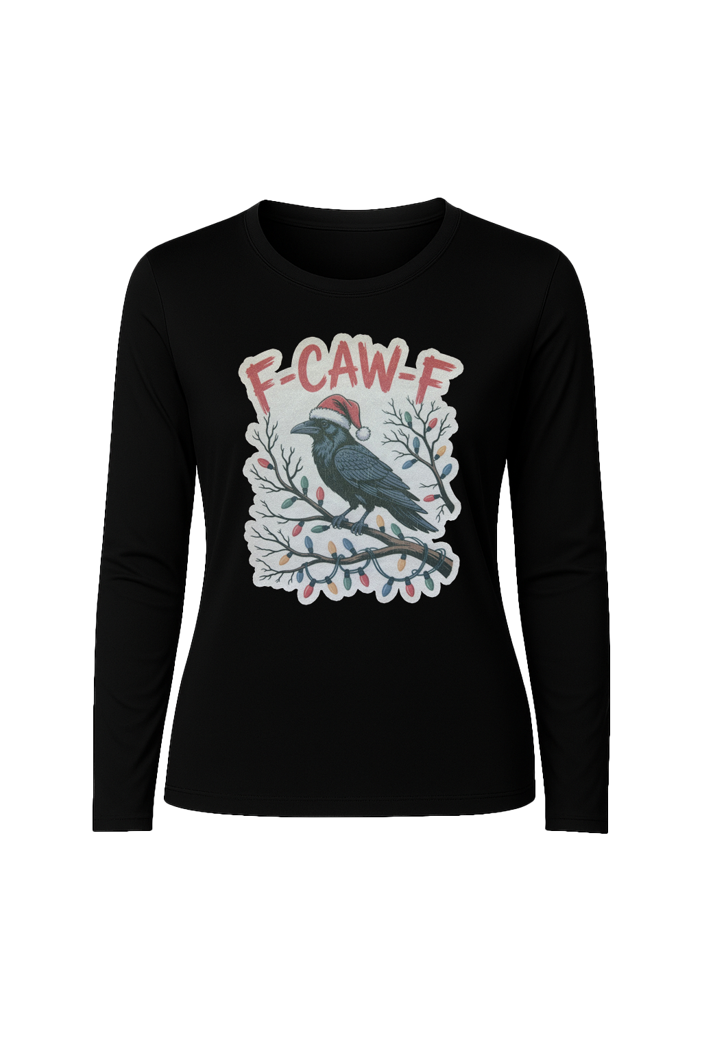 Glitter Christmas Crow Long Sleeve Tee UPF 50