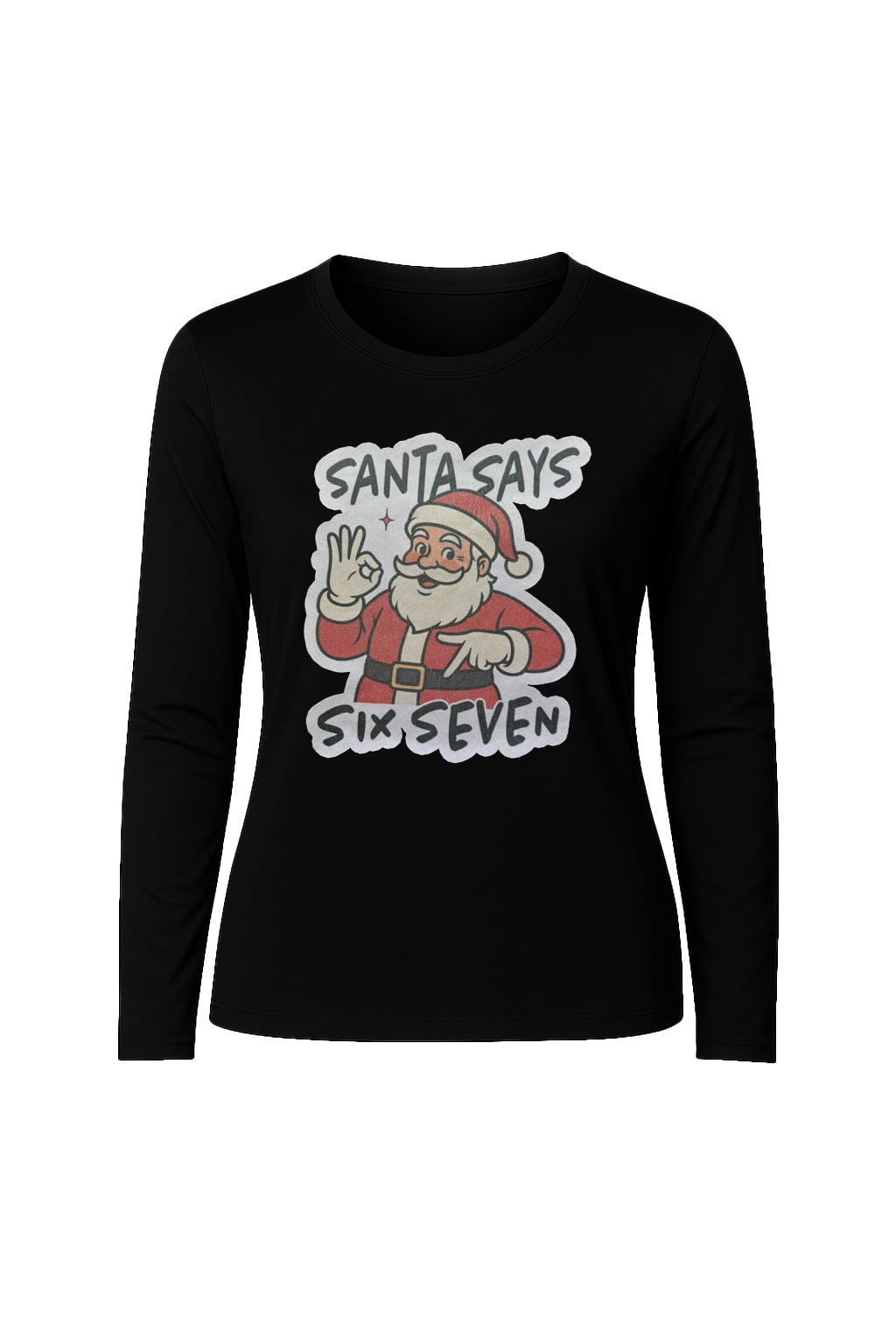 Glitter Santa Says Six Seven Long Sleeve Tee UPF 50